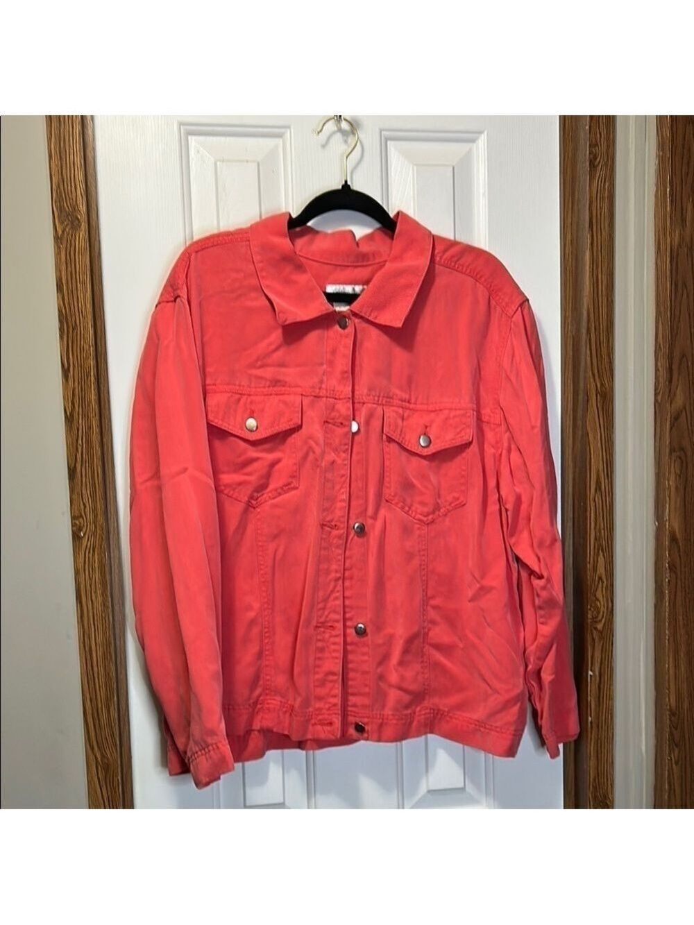 Coldwater Creek Bright Coral Jean Jacket with Relaxed Fit